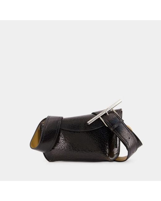 McQueen Black Leather Sling Crossbody Bag for men