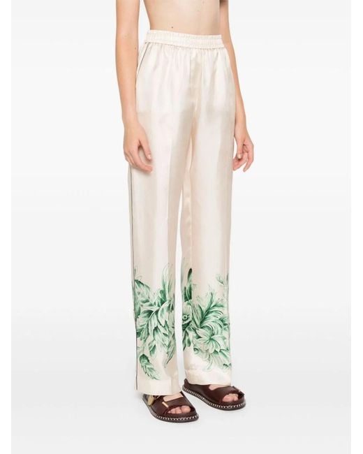 F.R.S For Restless Sleepers White Silk Printed Trousers