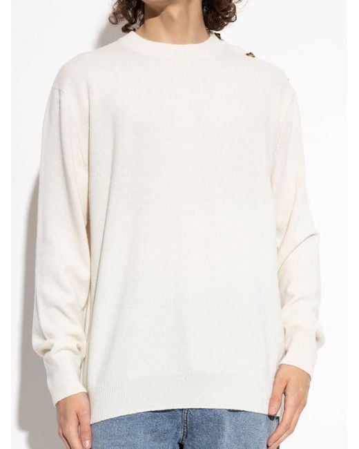 Balmain White Classic High Neck Sweater for men