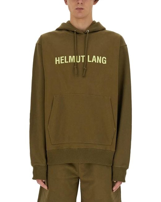 Helmut Lang Green Sweatshirt With Logo for men