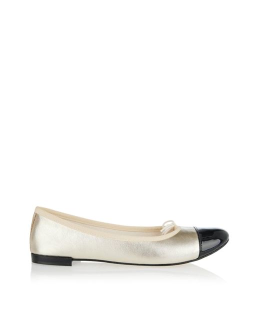 Repetto White Flora Cap-Toe Ballerina Ballet Flats