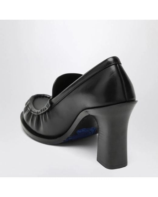 Burberry Black Cadet Leather Loafers With Heel