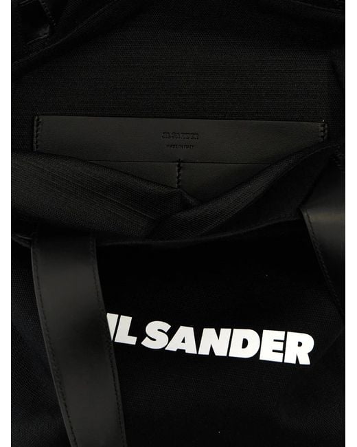 Jil Sander Black 'Flat Shopper' Medium Shopping