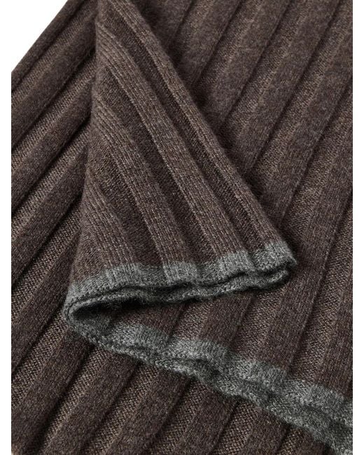 Brunello Cucinelli Brown Ribbed Beaded Scarf for men