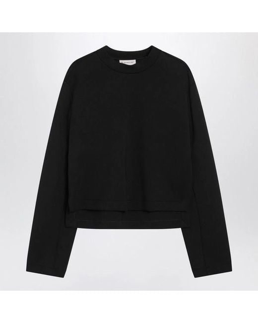 Moncler Genius Black Sweatshirt With Asymmetric Hem