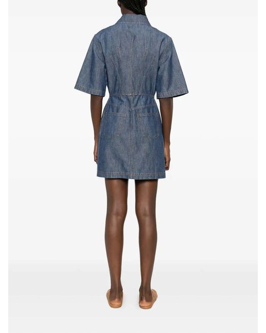 Fendi Blue Abito Chambray Denim