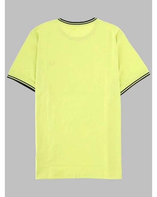 Fred Perry Yellow T-Shirt Con Doppia Riga for men