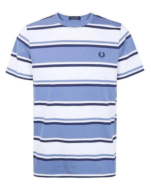 Fred Perry Blue Bold Striped T-Shirt for men