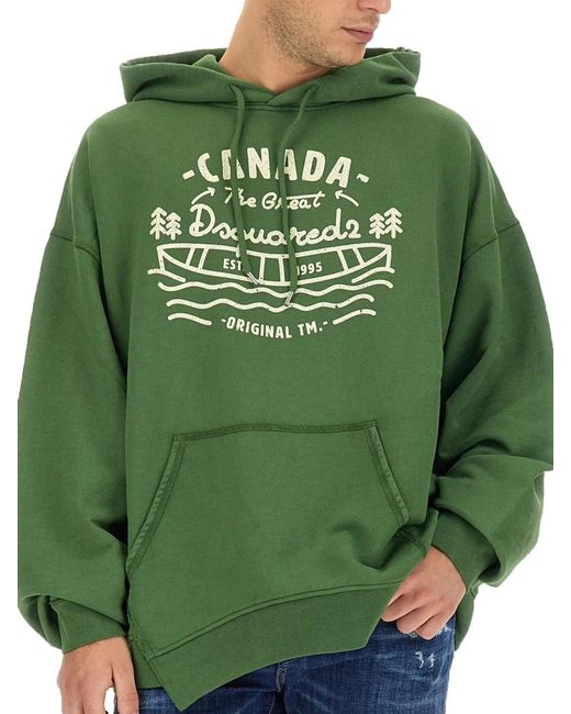 DSquared² Green Sweatshirt With Logo for men