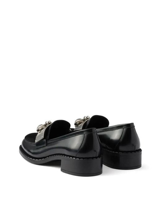 Prada Black Brushed Leather Loafers