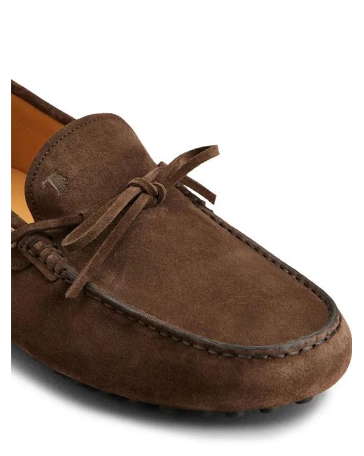Tod's Brown Gommino Suede Loafers With Lace for men
