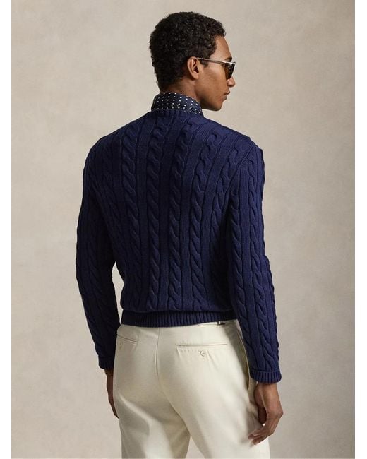 Polo Ralph Lauren Blue Cable-Knit Cotton Jumper for men
