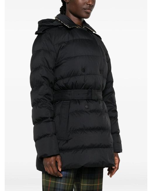 Burberry Black Belted Quilted Coat