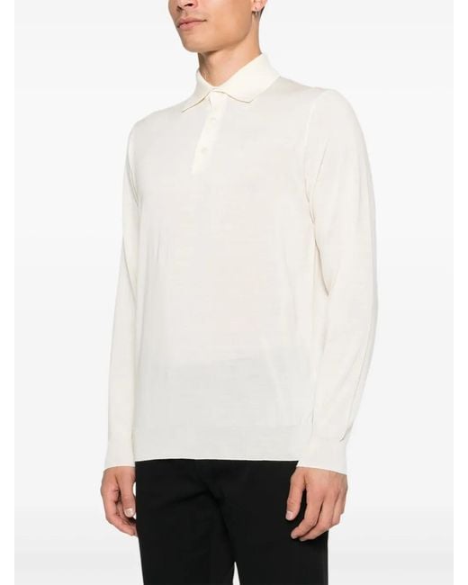 Lardini White Wool Polo Shirt for men