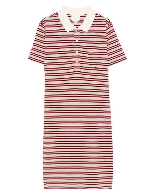 A.P.C. Red Raye Cotton Striped Polo Dress