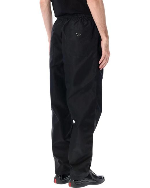 Prada Black Fluid Wide-Leg Trousers With Tailored Detailing for men