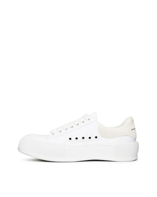 McQueen White Deck Plimsoll Lace Up Sneakers