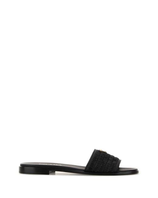 Prada Black Slider Sandals