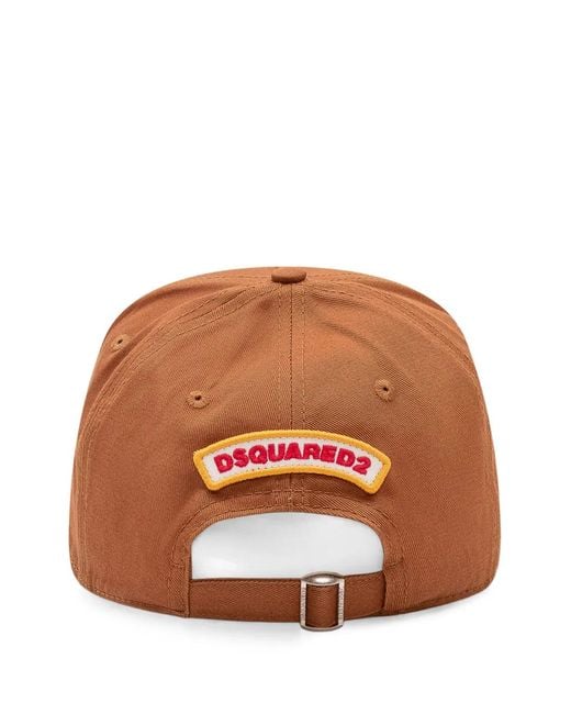 DSquared² Brown Cotton Polyester Patch Baseball Caps for men