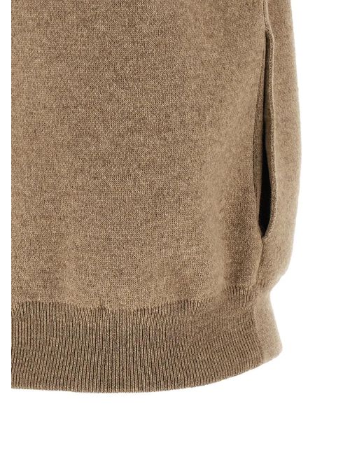 Brunello Cucinelli Brown 'Shiny Zipper Pull' Vest