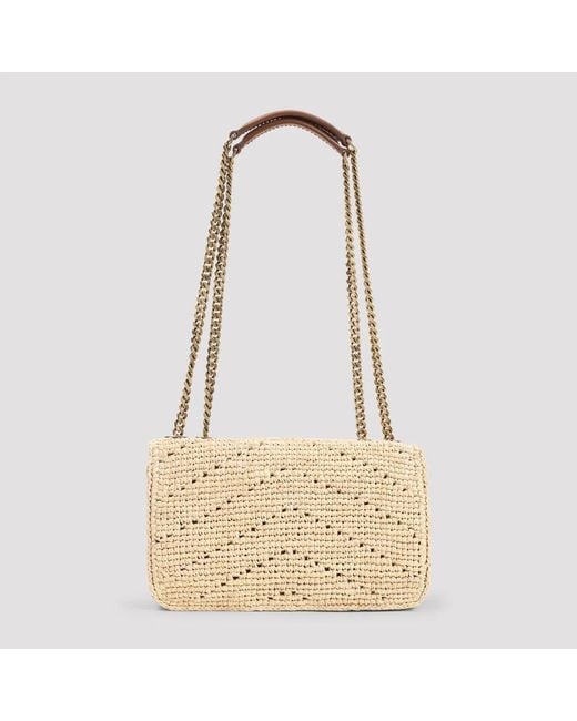 Saint Laurent Metallic Raffia Small Loulou Shoulder Bag