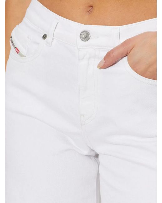 DIESEL White Wide Leg Denim Jeans