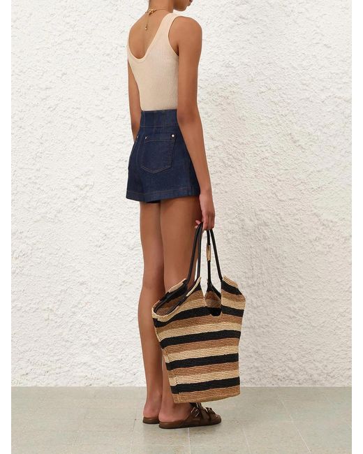 Zimmermann Blue Awaken Braided-Trim Shorts