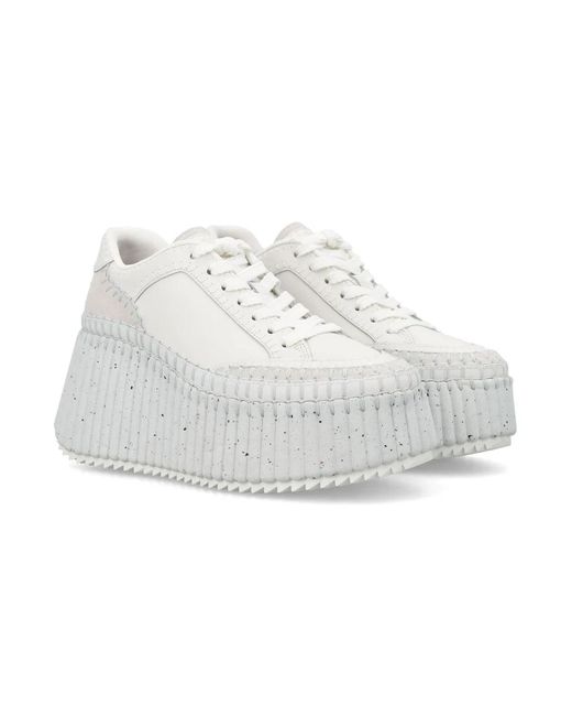 Chloé White Nama Wedge Sneaker