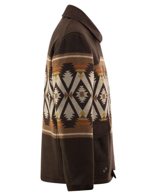 Fay Brown Archive Wool-Blend Jacket With Geometric Pattern for men