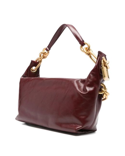 Balmain Brown Sync Medium Leather Shoulder Bag