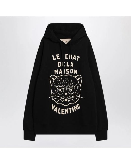 Valentino Black Sweatshirt With Le Chat De La Maison Patch for men
