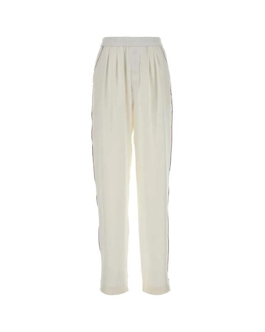 Tom Ford White Silk Twill Pj Pants With Piping