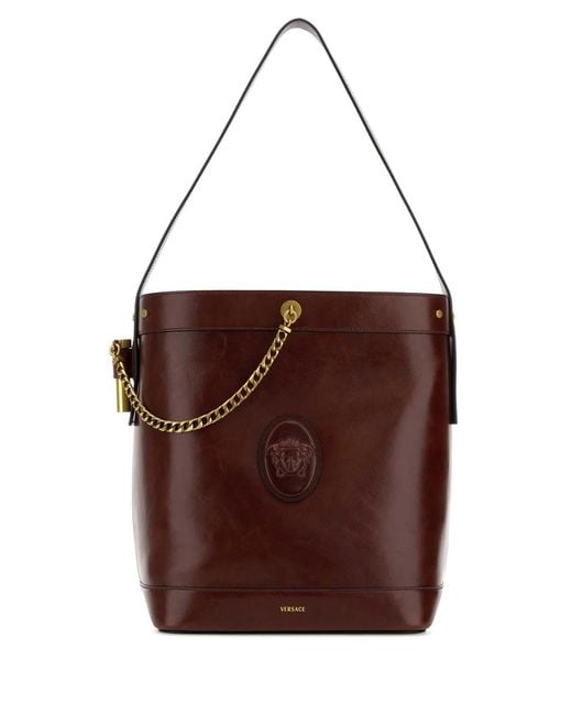 Versace Brown Large Bucket Calf Leather