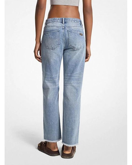 MICHAEL Michael Kors Blue Frayed Distressed Jean