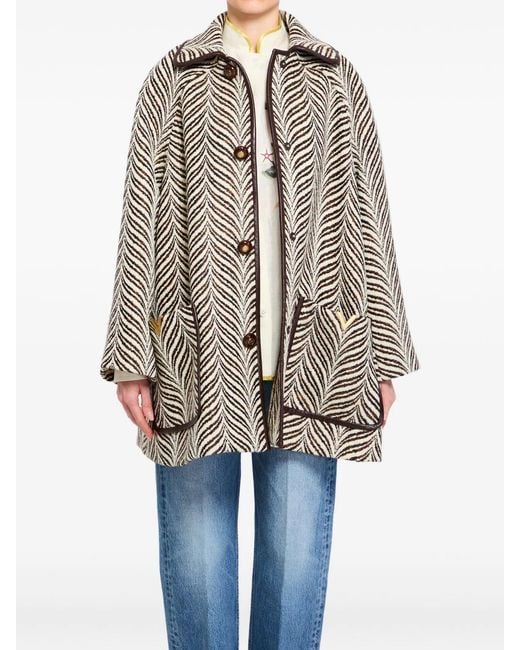 Valentino Gray Patterned Button Coat