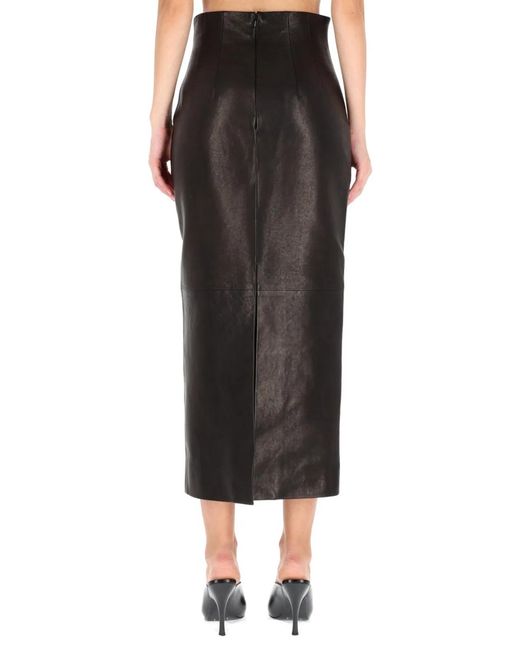 Khaite Black Leather "Loxley" Skirt