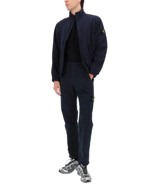 Stone Island Blue Logo Patch Pants for men