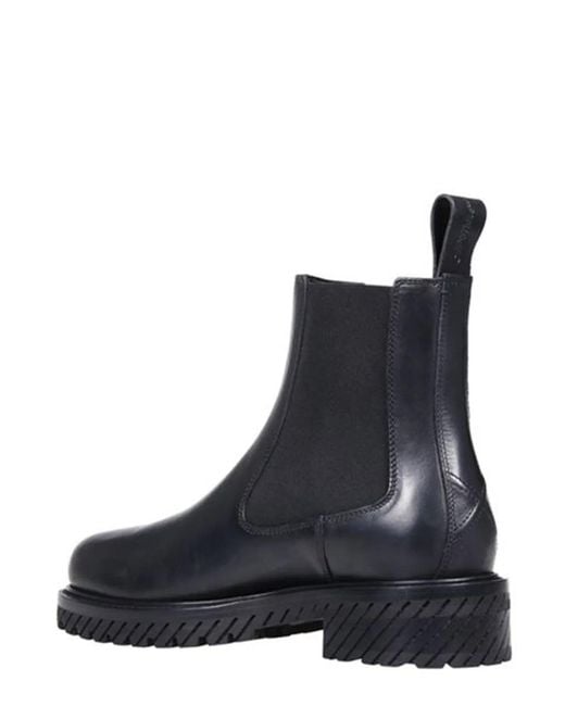 Off-White c/o Virgil Abloh Black Leather Combat Ankle Boots for men