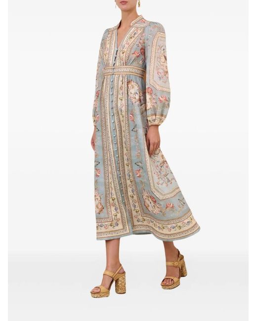 Zimmermann White Roselight Plunge Midi Dress