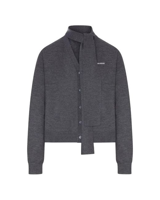 Miu Miu Blue Wool Cardigan