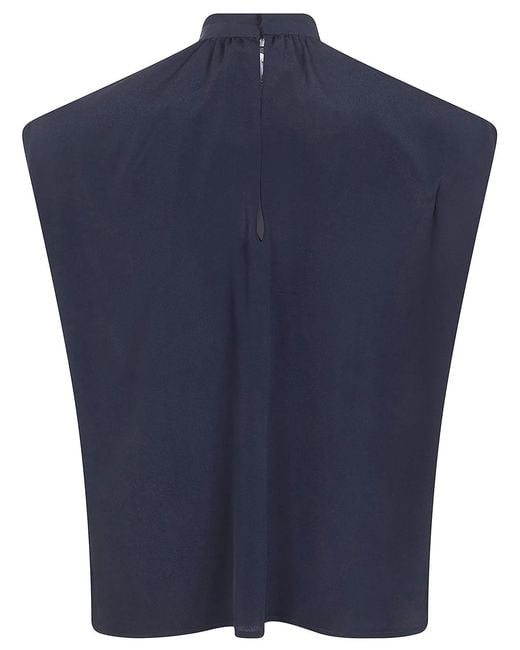DR. HOPE Blue Silk Blend Bow Blouse