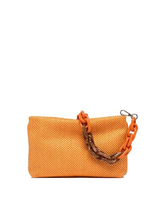 Gianni Chiarini Orange Brenda Clutch Bag With Resin Chain