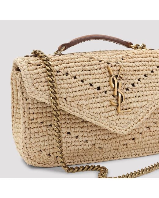 Saint Laurent Natural Raffia Mini Loulou Shoulder Bag