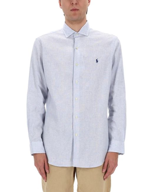 Polo Ralph Lauren White Camicia Con Logo for men