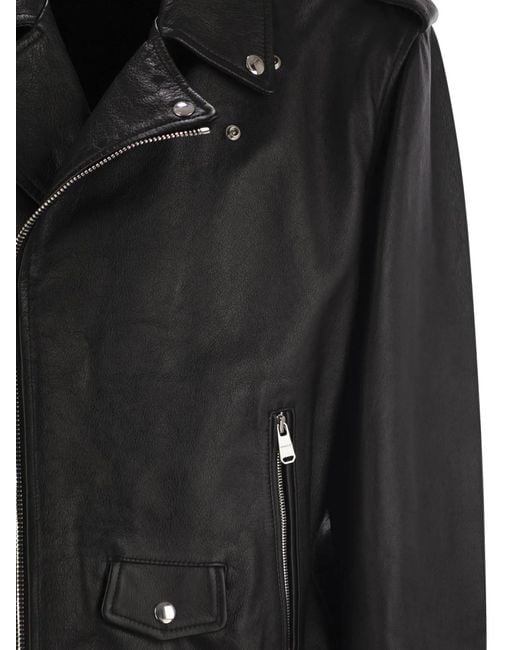Dondup Black Leather Jacket for men