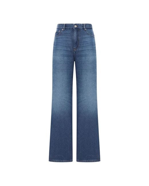 Ganni Blue Jean Izey Denim Wide Leg