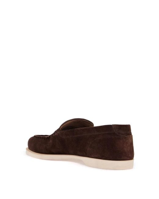John Lobb White Pace Suede Soft Casual Loafers for men