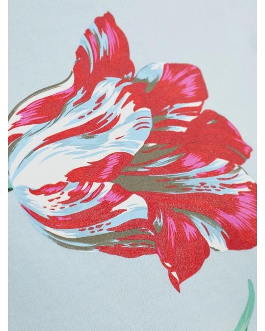 KENZO Blue Tulip Cotton T-Shirt