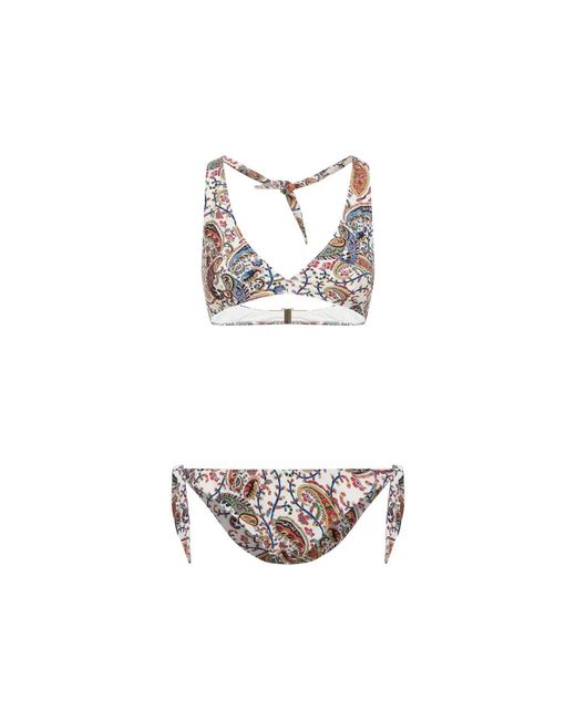 Etro Metallic Floral Paisley Triangle Bikini