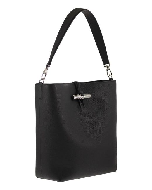 Longchamp Black Borsa Hobo M Le Roseau